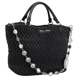 Miu Miu Matelassé Handtasche aus Leder 2way Silber Schwarz Auth am12329V Schwarz Silber