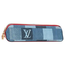 LOUIS VUITTON Monogram Denim Trousse Elizabeth Pen Case Blue GI0444 Auth 195530M Blue