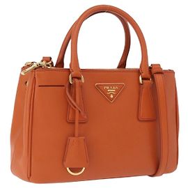 Borsa a Mano PRADA Pelle Safiano 2way Orange Gold Auth BA15151 D'oro Arancione