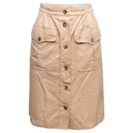 Jupe en coton boutonnée Yves Saint Laurent Tan Taille FR 34 Camel