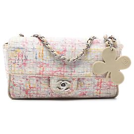 Borsa a tracolla Chanel Small Printed Canvas Watercolor Clover Flap Rosa Rosa