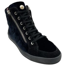 Chanel High-Top-Sneaker aus schwarzem Samt Schwarz