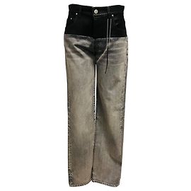 Vaqueros de denim Amiri Black Washed Grey Black con ribete de cuero negro Negro