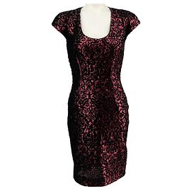 Robe Just Cavalli bordeaux à sequins et manches courtes Rouge