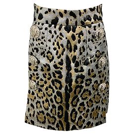 Dolce & Gabbana Lurex-Rock mit metallischem Animal-Print Schwarz / Gold / Silber Metallisch
