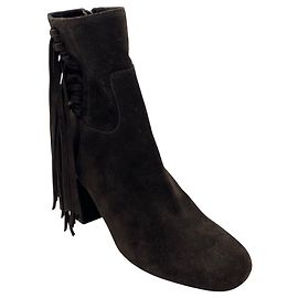 Bottines en daim à franges marron Longchamp Marron
