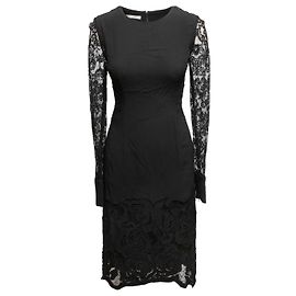 Robe Oscar de la Renta noire avec détails en dentelle Taille US S Noir