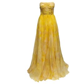 Robe bustier en soie jaune Alexander McQueen Taille IT 40 Jaune