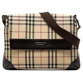 Borsa a tracolla con patta Burberry House Check Canvas Beige Beige