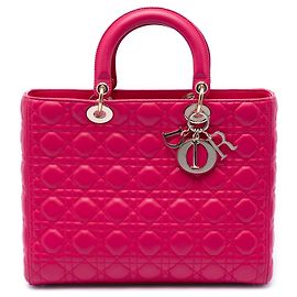 Bolsa Lady Dior Large em pele de cordeiro Cannage rosa Rosa