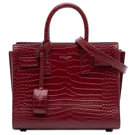 Bolsa Saint Laurent Nano Sac De Jour em couro com relevo de crocodilo vermelha Vermelho