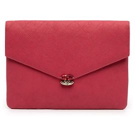 Chanel Paris Cuba gesteppte Envelope Clutch aus rotem Kaviarleder mit Kontrastnaht Rot