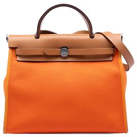 Bolsa Satchel Hermès Toile Herbag Zip 31 Laranja Laranja