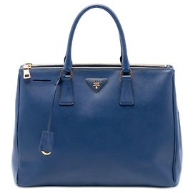 Borsa Tote Prada Large Saffiano Lux Galleria Double Zip Blu Blu