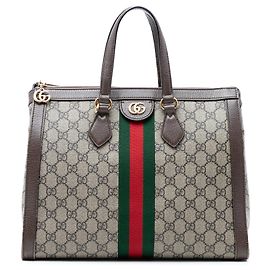 Bolsa Satchel Gucci GG Supreme Ophidia Bege Bege