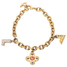 Pulseira Love Letters em latão dourado e strass Louis Vuitton Dourado