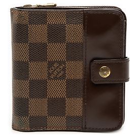 Brown Louis Vuitton Damier Ebene Compact Zip Wallet Brown