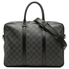 Black Louis Vuitton Damier Graphite Porte Documents Voyage  PM Business Bag Black