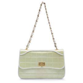 Bolsa de Ombro Chanel Chocolate Bar Satin Reissue 2.55 Single Flap Verde Verde