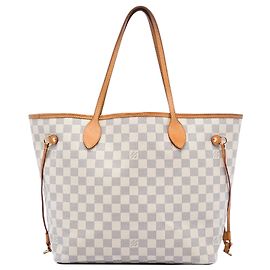 Sac cabas Louis Vuitton Neverfull MM Damier Azur blanc Blanc