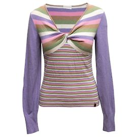 Valentino Garavani Pull en mélange de laine rayé Valentino Violet & Multicolore Taille US S Violet