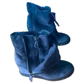 Casadei navy grey suede ankle boots Grey