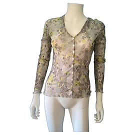 Coast Top mit Blumenprint Mehrfarben Grau Gelb Hellblau