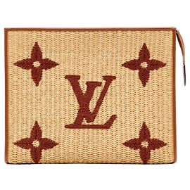 Louis Vuitton Raffia Monogram Giant Toiletry Pouch 26 Brown Beige