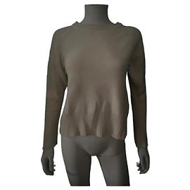 Tara Jarmon beiger Strickpullover mit Perlmuttknöpfen Beige