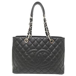 Saco Chanel GST Tote em couro de bezerro granulado preto Preto