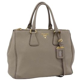 PRADA Sac à main en cuir 2way Gris Or Autre
