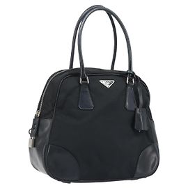 PRADA Bolsa de Mão Nylon Black Silver Outro