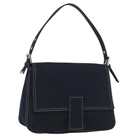 FENDI Mamma Baguette Sac à Main Canvas Navy Silver Autre