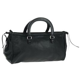 PRADA Hand Bag Leather Black Silver Altro