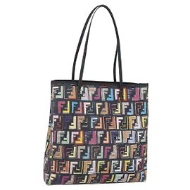 FENDI Zucca Canvas Tote Bag PVC Multicolor Gold Other