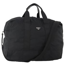 PRADA Boston Bag Nylon 2way Black Silver Altro