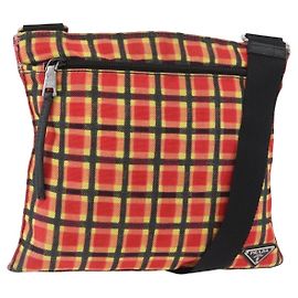 PRADA Shoulder Bag Coated Canvas Red Silver Altro