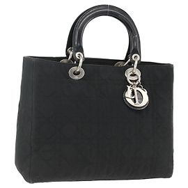 Christian Dior Canage Tote Bag Nylon Black Silver Autre