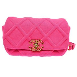 Cinto Chanel 19 em jersey acolchoado Rosa