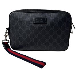 Gucci GG Supreme Pouch Black Dark grey