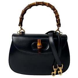 Borsa a tracolla mini 2 vie Gucci Old Bamboo Nero