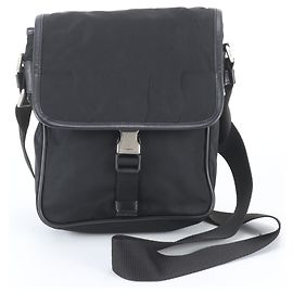 Bolsa de ombro em couro e nylon Tessuto com logótipo triangular Prada Preto