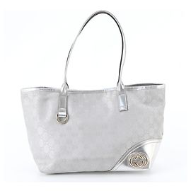 Borsa Tote Gucci GG Canvas New Brit Argento