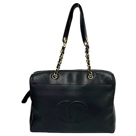 Sac cabas Chanel Vintage Coco Mark en cuir caviar Noir