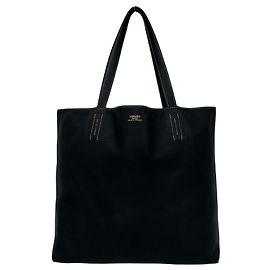 Hermès Sac cabas HERMES Double Sens 36 en cuir Veau Sikkim Noir Rouge Bordeaux