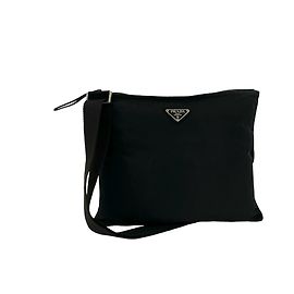 Bolsa de ombro em nylon com logótipo triangular Prada Preto