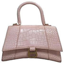 Sac à main Balenciaga Hourglass en cuir rose Rose