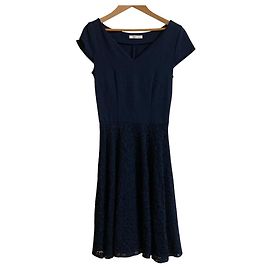 Autre Marque DF STUDIO Diane von Furstenberg Spitzenkleid Blau Marineblau