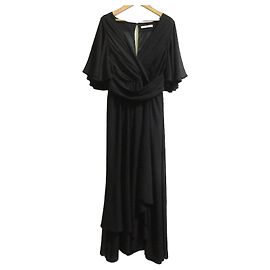 Autre Marque LIBJOIE Ausgestelltes Maxikleid mit Raffgurtel Schwarz