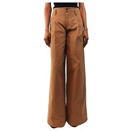 Chloé Calças largas plissadas em algodão castanho - size UK 6 Marrom